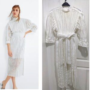 Zara | White textured midi dress